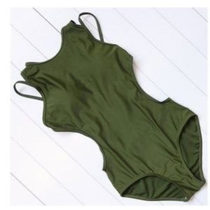 Army green monokini bathing suit